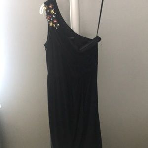 Black Nine West one shoulder dress with gems